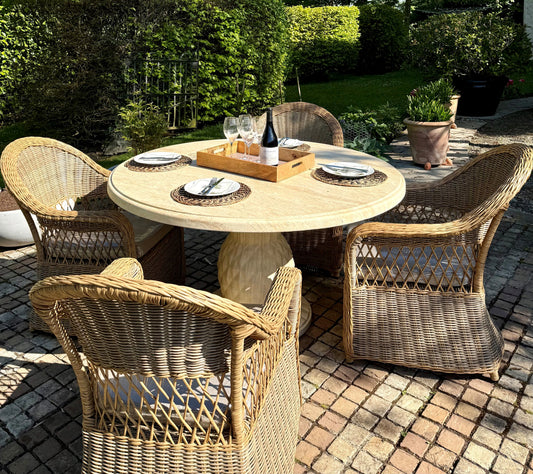 4 Seater Travertine Dining Set