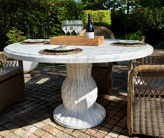4 Seater Marble Effect Outdoor Dining Set