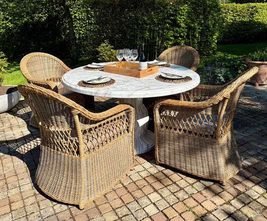 4 Seater Marble Effect Outdoor Dining Set